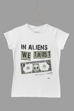 In aliens we trust - Quality T-Shirt feminina Aliencorp - loja online