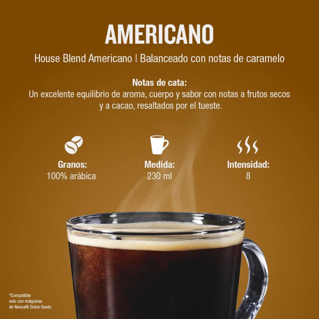 Cápsulas de Café Dolce Gusto Americano
