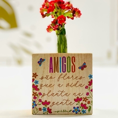 Mini Vaso Quadrado Amigos flores - Pinus 8x8 - comprar online