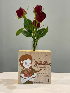 Mini Vaso Quadrado Gratidão vida presente - Pinus 8x8 - comprar online