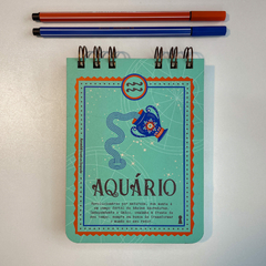 Caderneta P Aquario signos 15,2X 21,8 - 80Fls Com Pauta