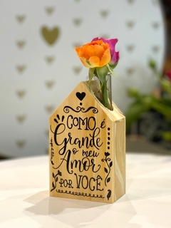 Mini Vaso Casinha Grande amor - Pinus 10x6 cm - comprar online