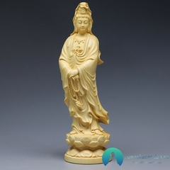 Escultura Deusa Guanyin Bodhisattva de Madeira - comprar online