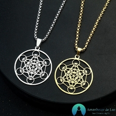 Colar Talismã Cubo de Metatron de Aço Inox - comprar online