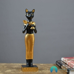 Escultura Deusa Egípcia Bastet em Resina Ornamental