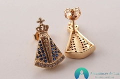 Conjunto Colar e Brinco Nossa Senhora Aparecida em Zirconias