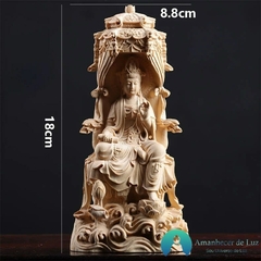 Escultura de Madeira Templo Kuan Yin Deusa do Amor e Misericordia - comprar online