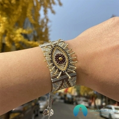 Pulseira Atersanal Ajustável Miçangas de Virdro Elegância Étnica - loja online