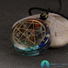 Colar Orgonite com o símbolo Yantra 7 Chakras