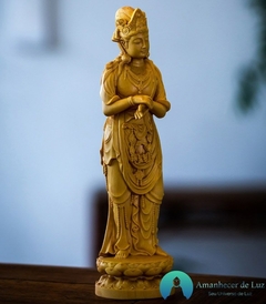 Escultura Deusa Guanyin Bodhisattva de Madeira deusa da Compaixão na internet