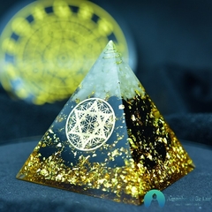 Imagem do Orgonite Pirâmide Estrela de Davi Obsidiana Cristal Branco