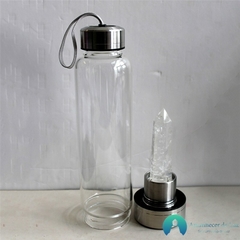 Garrafa de Vidro com Infusora em Pedra Natural Quartzo Cristal Transparente - comprar online