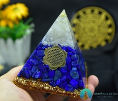 Orgonite Vishudha Lapis Lazuli Cristal Branco Flor da Vida - Amanhecer de Luz - Seu Universo de Luz Loja Online de Artigos Religiosos