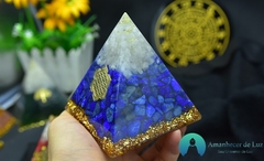 Orgonite Vishudha Lapis Lazuli Cristal Branco Flor da Vida - loja online