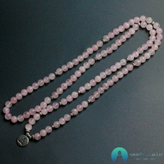 Japamala Pulseira 108 Contas em Pedras Naturais Quartzo Rosa - comprar online