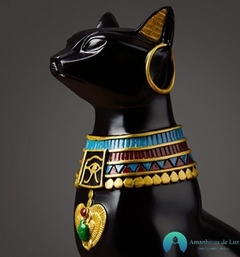 Escultura Gato Egípcio Deusa Bastet em Resina Preto