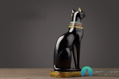 Escultura Gato Egípcio Deusa Bastet em Resina Preto - Amanhecer de Luz - Seu Universo de Luz Loja Online de Artigos Religiosos