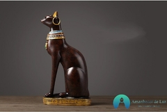 Escultura Gato Egípcio Deusa Bastet em Resina Vermelho Acetinado - loja online