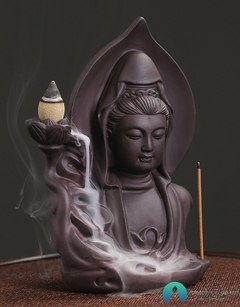 Incensário Deusa Kuan Yin Bodhisattva em Cerâmica