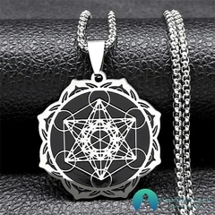 Colar Cubo de Metatron em Aço Inoxidável