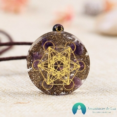 Colar Orgonite Cubo de Metatron Pedra Natural Ametista - comprar online