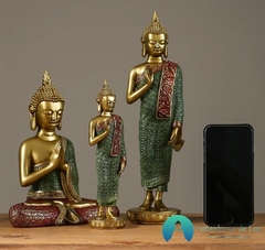 Escultura Buda Tibetano Ouro Em Resina - comprar online