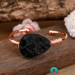 Bracelete de Cobre e Pedra Natural Turmalina Negra - comprar online