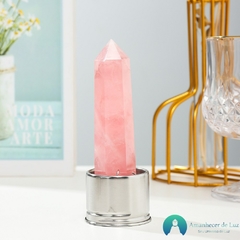 Infusor de Cristal em Pedra Natural Quartzo Rosa