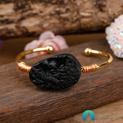 Bracelete de Cobre e Pedra Natural Turmalina Negra - Amanhecer de Luz - Seu Universo de Luz Loja Online de Artigos Religiosos