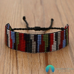 Pulseira Atersanal Ajustável Miçangas de Virdro Tradição Boho