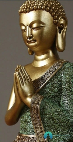 Escultura Buda Tibetano Ouro Em Resina - comprar online