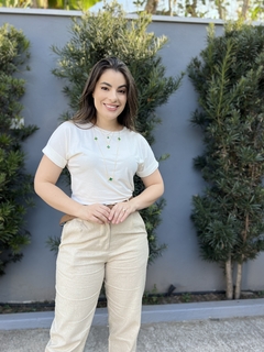 Blusa manguinha em viscose com elastano - Aline Guimarães Closet