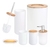 Kit banheiro Lavabo Conjunto com 6 Peças acabamento em Bambu Lixeira Escova Sanitária - Branco - CLINK