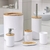 Kit banheiro Lavabo Conjunto com 6 Peças acabamento em Bambu Lixeira Escova Sanitária - Branco - CLINK - Mundo Magazine Brinquedos & Utilidades