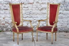Par de sillones de cabecera Luis XVI., respaldo alto. Cód. 13055 - comprar online