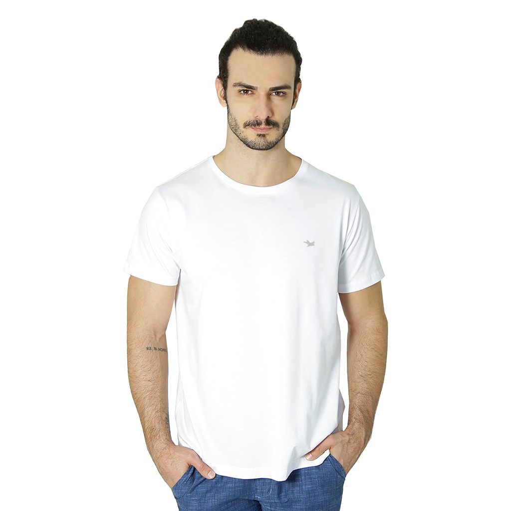 T-shirt, Camiseta Básica Feminina Branca, Gola V, Pima