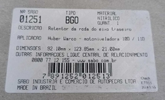 Retentor da roda do eixo traseiro 01251 BGO SABÓ Acesse nosso site, temos diversos tipos de Rolamentos, Retentores e Lubrificantes.