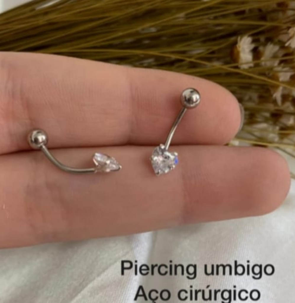 Piercing Prata 925 Umbigo Estrela Zircônia Aço