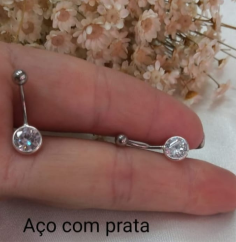 Piercing Prata 925 Umbigo Estrela Zircônia Aço