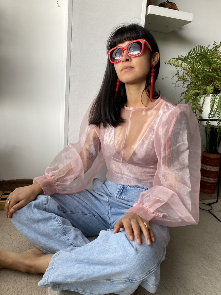 Blusa shop organza rosa