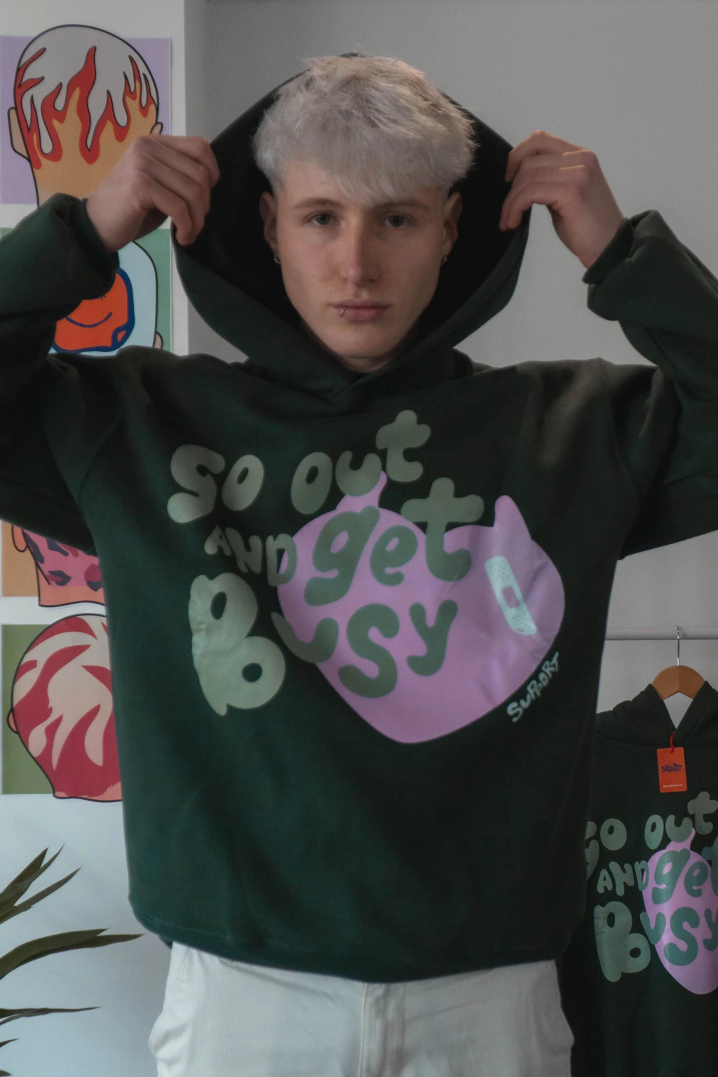 Hoodie Get Bu$y - verde inglés -