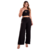 Conjunto preto com top cropped e calças largas