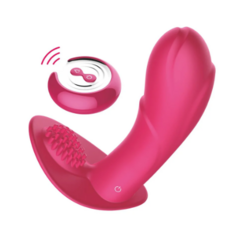 Vibrador Penetrável com Estimulador de Clitóris Texturizado e Controle