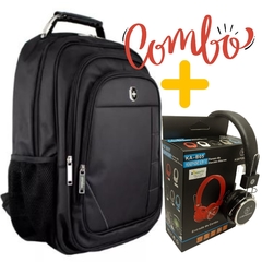 Mochila Executiva Reforçada Aço Notebook Swissland - Cor Preto + 1 Headphone