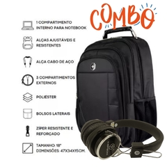 Mochila Executiva Reforçada Aço Notebook Swissland - Cor Preto + 1 Headphone - comprar online