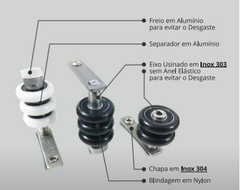 Kit Roldana Para Envidraçamento De Sacada De Vidro base e eixo em alumínio - Dixxe - Comércio de Importação e Exportação.