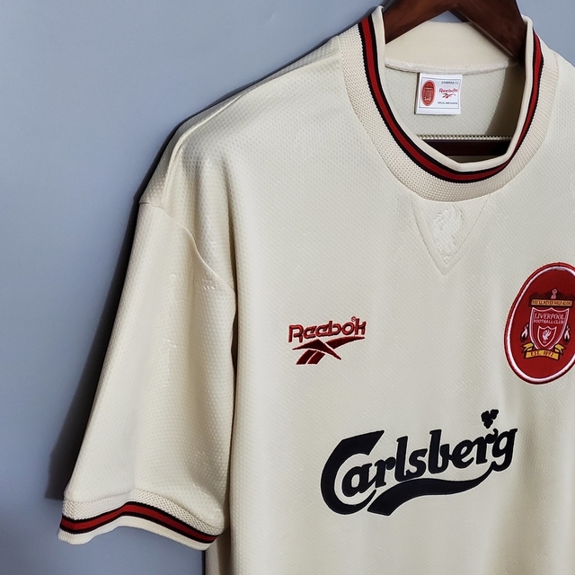 Camisa Away Retrô Liverpool 93/95 Adidas Masculina Branca, Verde e Pr