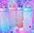 Botella de agua motivacional con stickers y charms