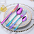 Juego de cubiertos coloridos: juego de cubiertos de 24 piezas de acero inoxidable Rainbow Silverware - buy online