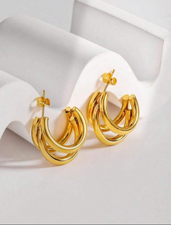 1 par de argola de design elegante em camadas Dourado - comprar online